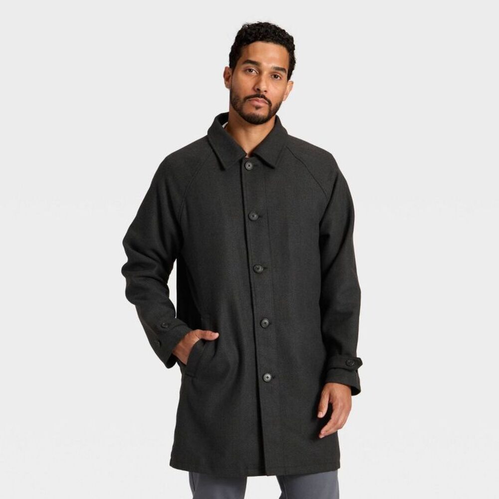 Men's Overcoats - Goodfellow & Co Black/Gray Herringbone XXL